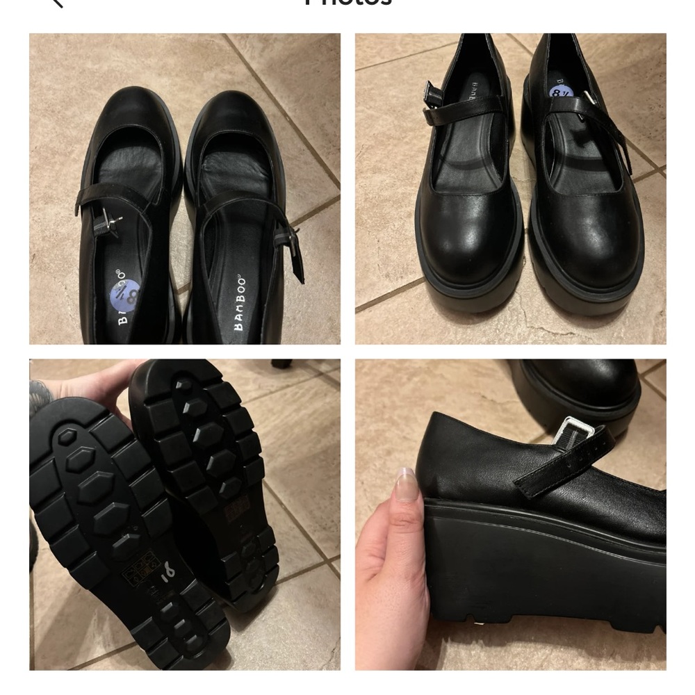 Bamboo platform Mary Jane shoes